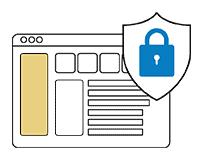 Bar chart with security padlock icon, data protection concept.