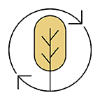 Gold leaf icon with minimalist tree design.