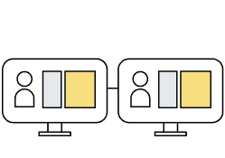 Icons depicting two people and status bars.