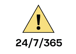 Yellow warning sign with exclamation mark on black background.